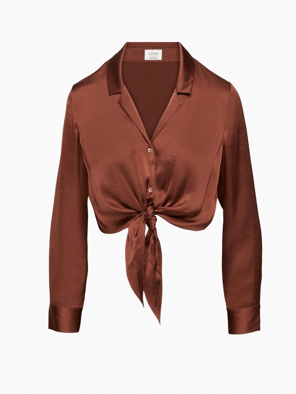 Wilfred Rust Satin 100% Cupro Tie-Front Blouse